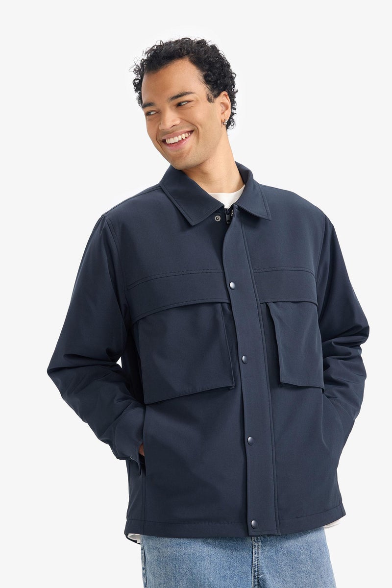 DeFacto Blue Man Regular Fit Polo Collar Waterproof Jacket Casual - Image 4